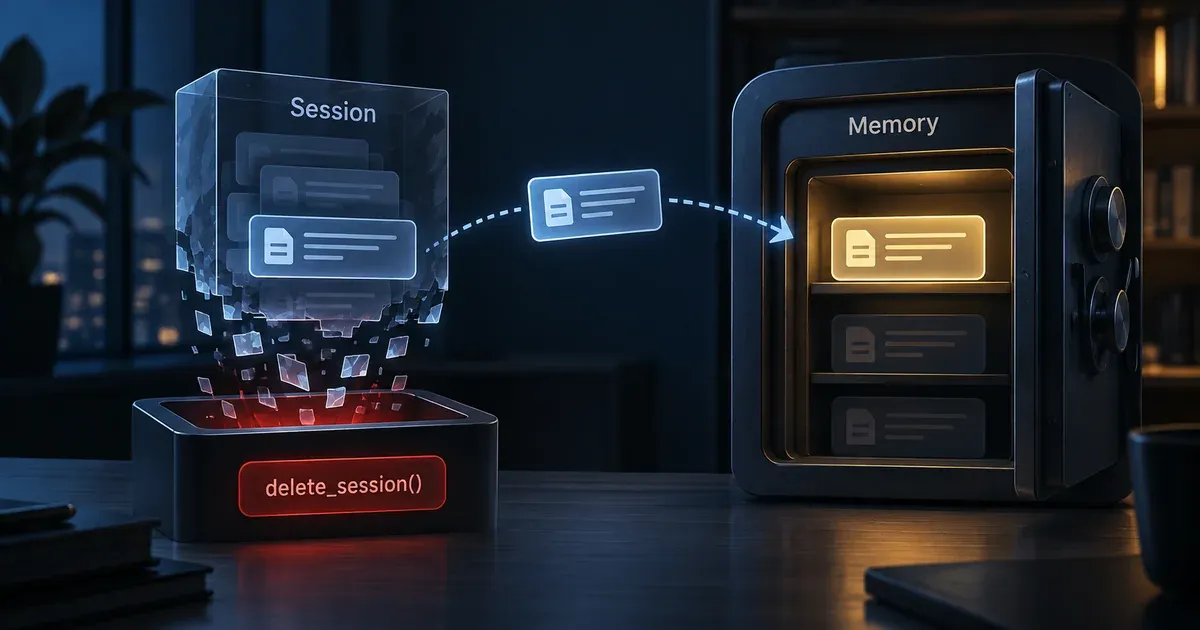 Google ADK delete_session 删除会话后长期 Memory 仍可搜索的 2.8.0 与 2.9.0 实测流程图