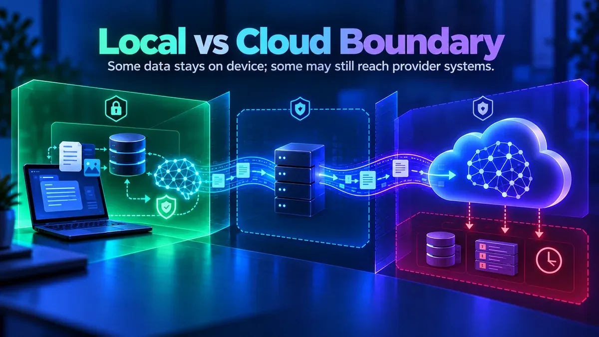 Local and cloud AI privacy boundaries with separate provider retention zones