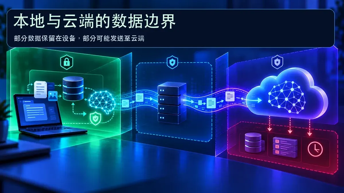 本地模型、应用后端与云端模型之间的数据流和留存边界