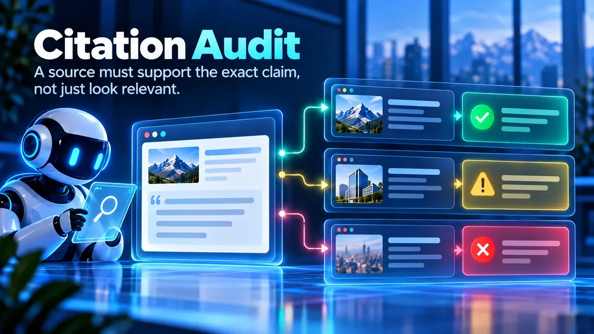 Citation audit: verify that an excerpt supports each specific generated claim