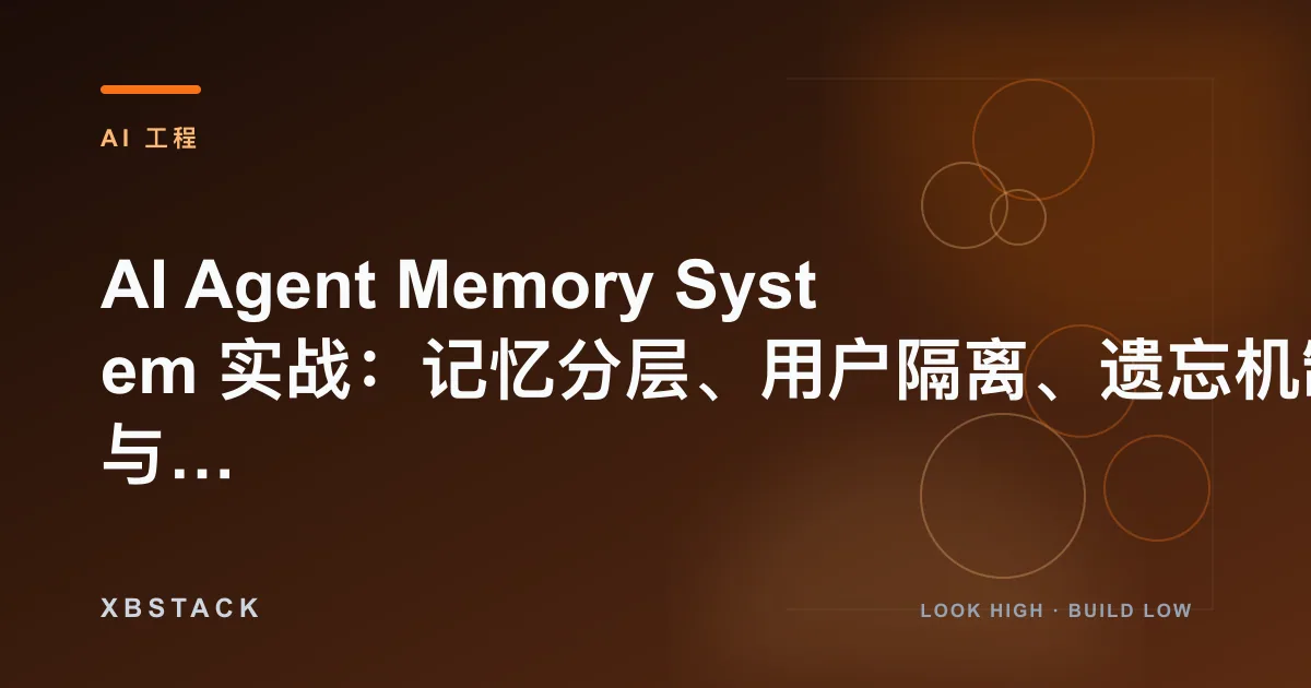 AI Agent Memory System 实战：记忆分层、用户隔离、遗忘机制与长期状态管理：AI 工程文章封面
