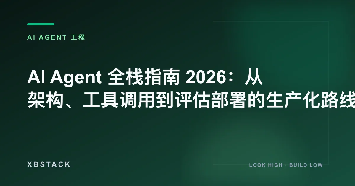 AI Agent 全栈指南 2026：从架构、工具调用到评估部署的生产化路线图：AI AGENT 工程文章封面