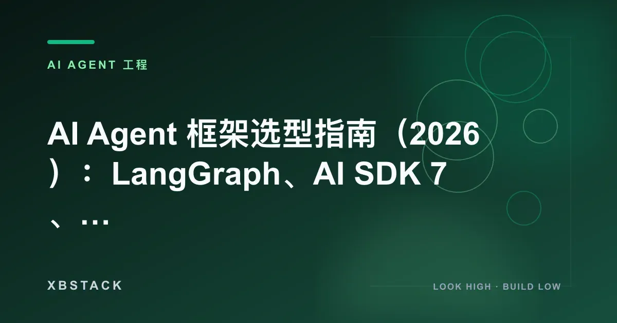 AI Agent 框架选型指南（2026）：LangGraph、AI SDK 7、Google ADK、Microsoft Agent Framework 怎么选？：AI AGENT 工程文章封面 - XBSTACK