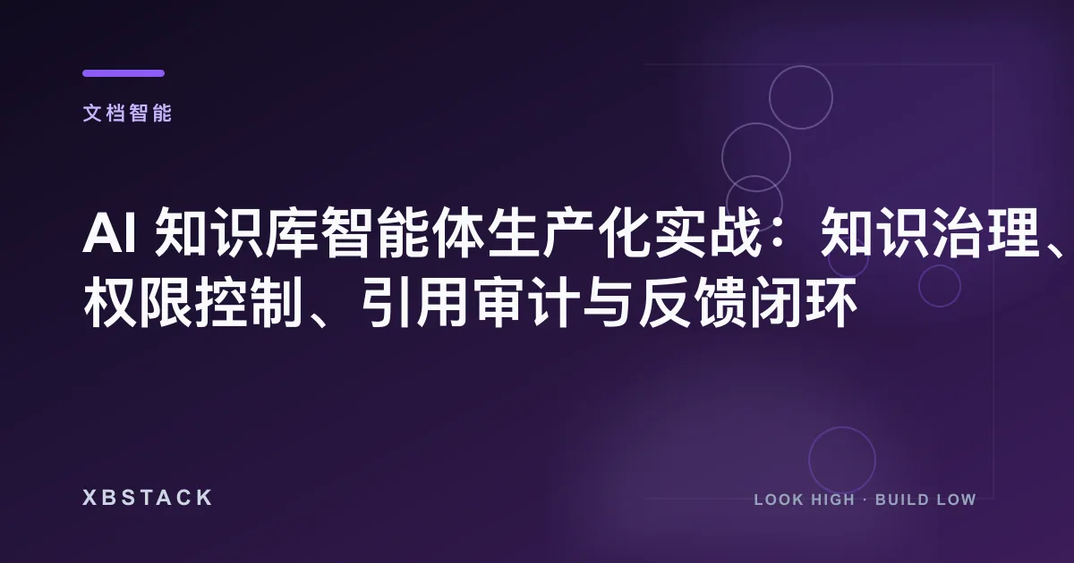 AI 知识库智能体生产化实战：知识治理、权限控制、引用审计与反馈闭环：文档智能文章封面