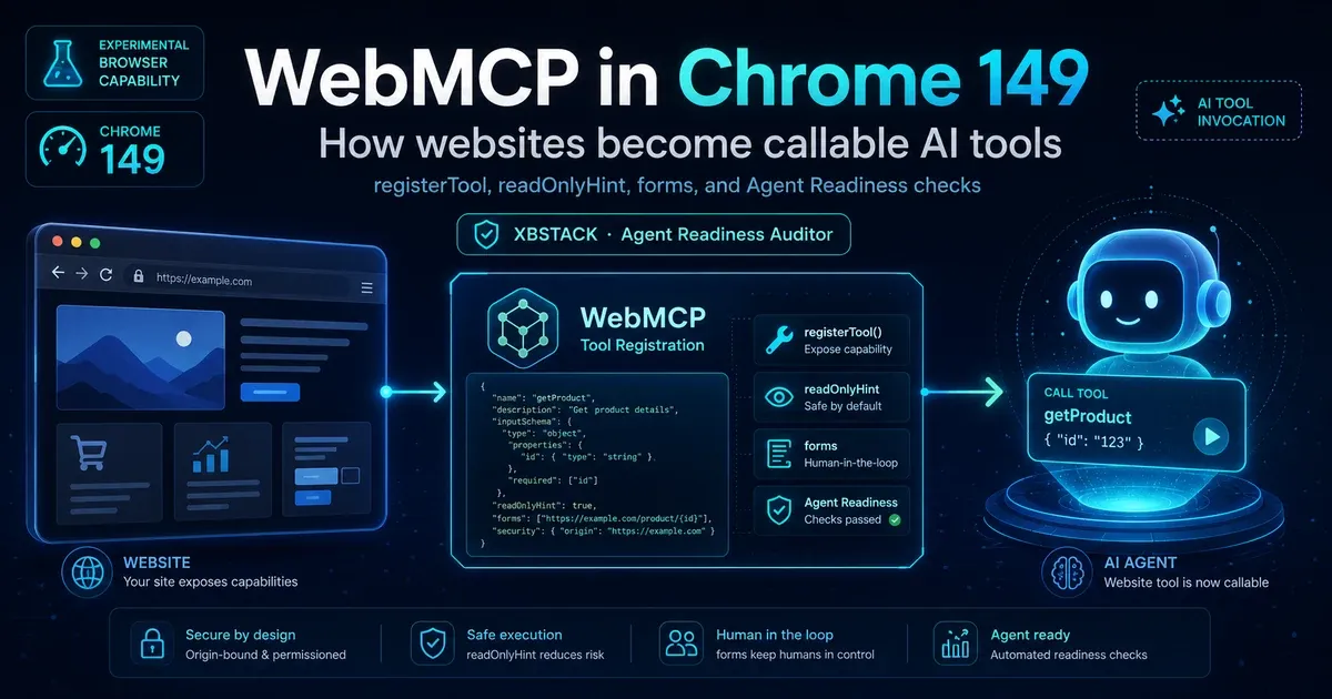 WebMCP Chrome 149：Form、Tool Schema 与 registerTool 网站接入