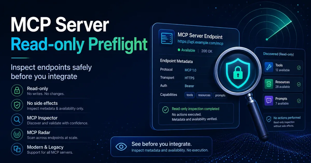 Read-only MCP Server preflight for protocol, Tools, Resources, and Prompts
