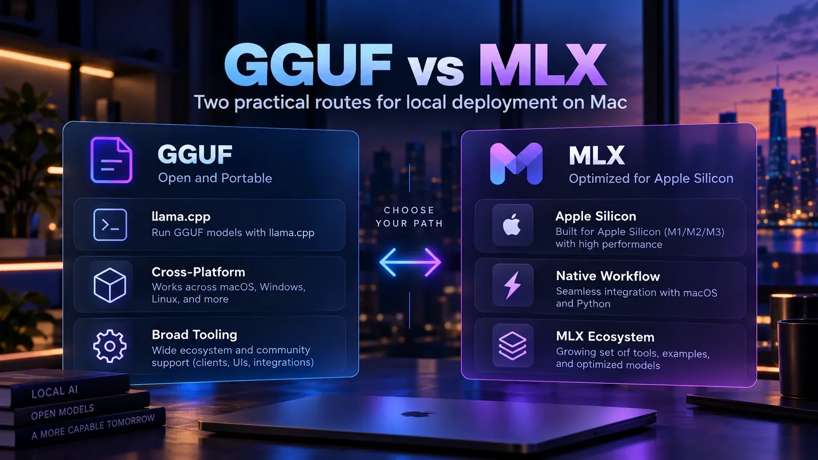 GGUF 与 MLX 的英文部署路径示意图