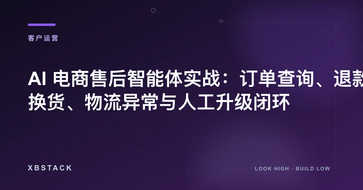 AI 电商售后智能体实战：订单查询、退款换货、物流异常与人工升级闭环：客户运营文章封面
