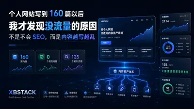 个人网站写到 160 篇后，发现没流量的原因不是不会 SEO，而是内容越写越乱的 XBSTACK 封面图 - XBSTACK
